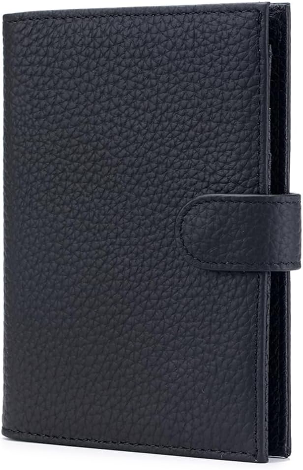 Slim Passport Holder for Travel – RFID Blocking Leather Passport Wallet for Women & Men with Card Slots, Zippered Coin Pocket, SIM Card Slot Cover Case – Gift Ready(Black)