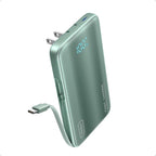 INIU 3-in-1 Portable Charger, 45W 10000mAh Fast Charging Power Bank, Built-in USB C Cable & Foldable Wall Plug, Travel Essentials, Battery Pack for iPhone 17 16 15 Series, Samsung, MacBook, etc. Green