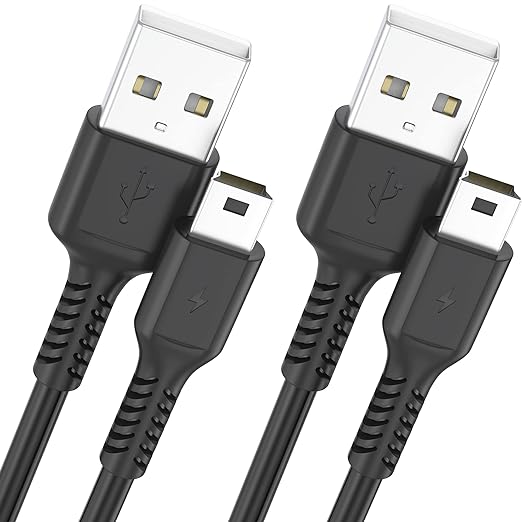 3ft Mini USB cable, 2 Pack USB 2.0 to mini b charger cord USB type A male Fast Charging cable Compatible with PS3 Controller, MP3 Player, Digital Camera, GPS Receiver, Dash Cam, Garmin GPS, Hero 3+