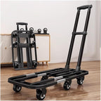 Flat Bed carts with Wheels Foldable Cargo Trolley Folding Transporter Household Flatbed Trolley Portable Luggage Express Trolley Small Trailer Trolley Heavy - Duty trolleyflatbed Truck(Gray,