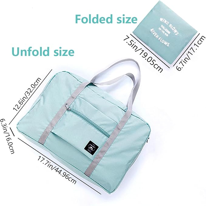 Foldable Travel Duffel Bag Tote Carry on Luggage Bag Spirit Airlines Personal item Sports Gym Bag Water Resistant Weekender Overnight Bags for Women and Men (Green)