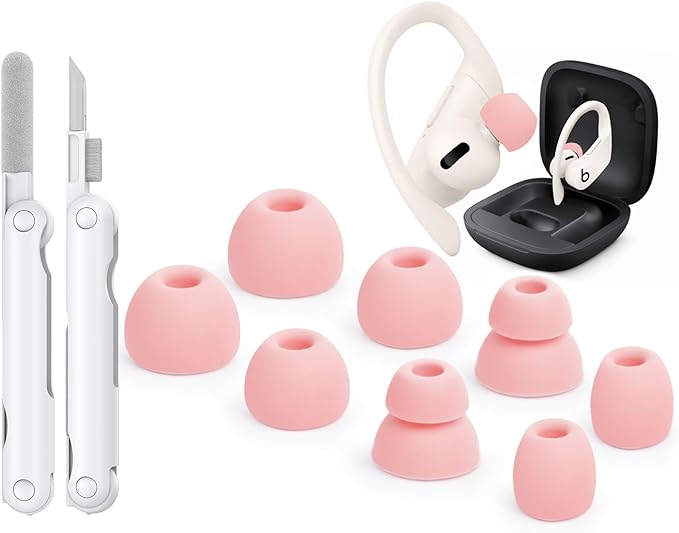 4 Pair Replacement Ear tip for Powerbeats Pro, Beats Earbuds Replacement Tips,Wireless Earphone Headphones, Silicone Earbuds Buds Set with Cleaning kit