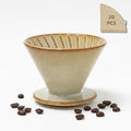 DIF DECO Ceramic Pour Over Coffee Dripper, Reusable Porcelain Portable Pour Over Coffee Maker, Slow Brewing Accessories with 1 Holes for Home, Office, Travel, Camping (Yellow)
