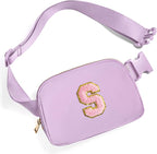Gitus Initial Belt Bag Fanny Pack Crossbody Bag for Girls Birthday Gifts Age 8-10 Teen Girl Gifts Trend Stuff Personalized Letter Gifts for Daughter Sister (Lavender-S)