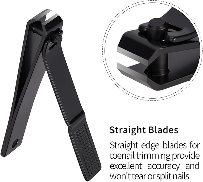 Nail Clipper Set, Ultra Sharp Black Stainless Steel Fingernail & Toenails Clipper and Nail File with Leather Travel Case,Great Christmas Gift,Stocking Stuffers for Men and Women