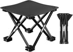 iayokocc Portable Folding Camping Stool, Outdoor Camping Lightweight Small Chair for Gardening Fishing BBQ Hiking and Beach, Stool Seat with Carry Bag(Black)