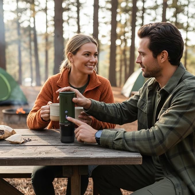 CERA+ Portable Coffee Maker Electric Espresso Machine, Self-Heating 8 Cups per Charge & 20 Bar Small Coffee Maker for Travel & RV, Single Serve Coffee Maker with USB-C Works with NS Capsules & Grounds