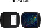Abstract Colorful Peacock Feathers 2 Pack Luggage Handle Wrap Set of Neoprene Luggage Tags for Suitcases Bag Strap Wrap Cover Travel Airplane Accessories Covers Markers Sleeve Grips Identifiers Cruise