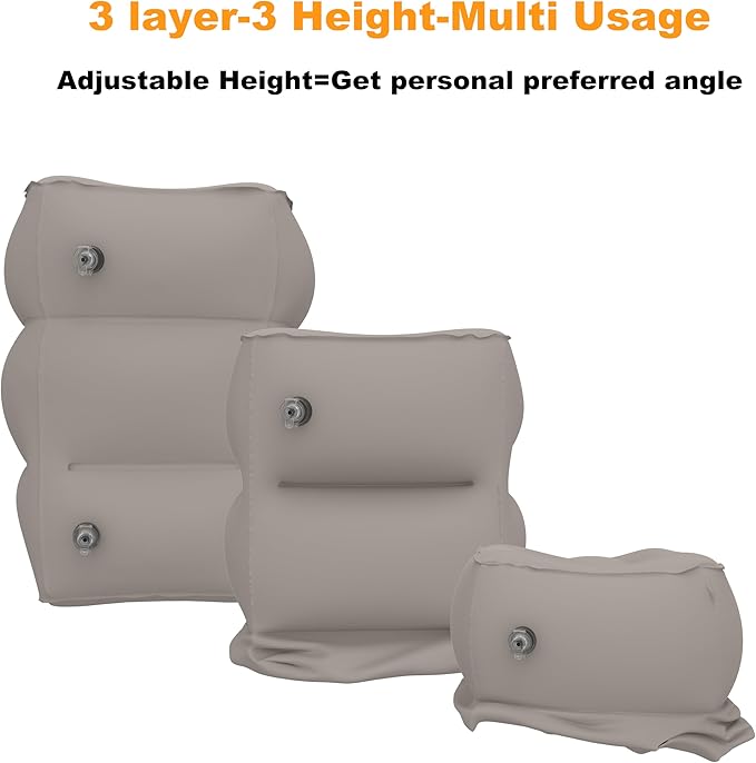 Inflatable Travel Pillow for Airplane, Adjustable Foot Rest Cushion for Under Sesk, Portable Foot Stool for Long Flights, Office and Home Use