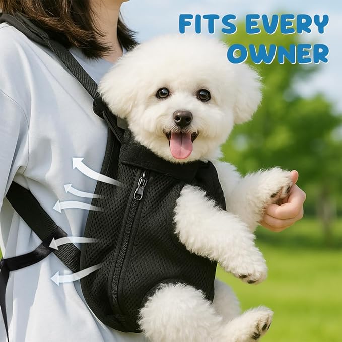 Mosago Dog Backpack Carrier, Adjustable Pet Front Carrier with Thick Padded Bottom Support, Legs-Out Chest Carrier for Small to Medium Dogs 7–11 lbs, Easy Fit for Walking, Hiking, Camping, Traveling
