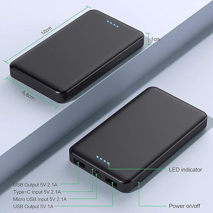 [2 Pack]Portable Charger Power Bank 10000mAh,Slimmer USB C in&Out Fast Charging Portable Phone Charger,Travel Essentials Backup External Battery Pack for iPhone 17/16/ 15/14/13/12,Galaxy S24,Android