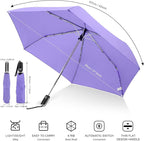 Compact Travel Umbrella for Purse - Flat Handle, Waterproof for Light Rain