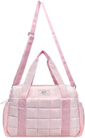 WOLT Small Gym Bag for Women, 14 inch Lightweight Gym Duffle Bag with Wet Compartment Quilted Tote for Sports Workout, Pink