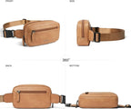 LATMAP 2L Fanny Packs Everywhere Belt Bag Small Fashion Crossbody Waist Pack Faux Leather Waterproof Sling Chest Bag For Women Tan