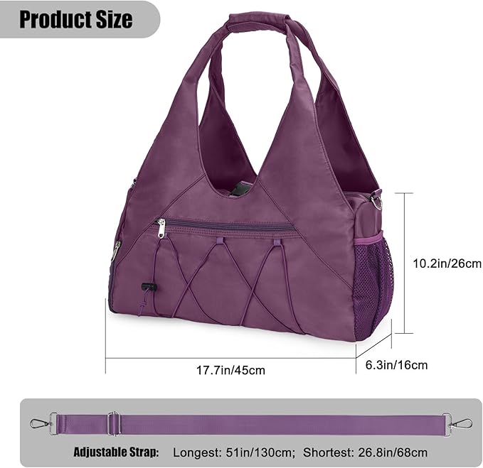 Forestfish Gym Bag For Women With Yoga Mat Holder & Shoe Compartment & Wet Dry Storage Pocket & Adjustable Strap