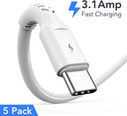 6 inch Short USB C Cord Fast Charge 5 Pack Durable USB A to USB Type C 3A Fast Charging Cable for Charging Station Compatible with Samsung Galaxy Note 20 A20 A51 S10 S20 Plus Ultra LG Stylo K51