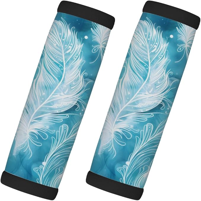 Abstract Feather 2 Pack Luggage Handle Wrap Set of Neoprene Luggage Tags for Suitcases Bag Strap Wrap Cover Travel Airplane Accessories Covers Markers Sleeve Grips Identifiers Cruise