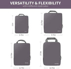 BAGAIL 4 Set/6 Set/8 Set Compression Packing Cubes Travel Accessories Expandable Packing Organizers (Cloth Pattern, 4-Dark Greyish)