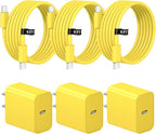 iPhone 17 16 15 Charger Fast Charging 3 Pack USB C Charger Block Type C Chargers 6FT Cord Wall Chargers Compatible with iPhone Air/17/17 Plus/17 Pro/17 Pro Max/16/16 Plus/16 Pro/16 Pro (Yellow)