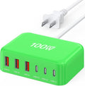 [2026 Updated] USB C Fast Charger, 100W GaN 6 Port Type C Charging Station Hub Block Cube, USB C Wall Charger Power Strip Adapter Plug for iPad iPhone 17 16 15 14 Pro Max Pixel Note Galaxy, 5ft Cord