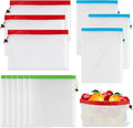 MAQIHAN 12PCS Reusable Produce Bags - Mesh Produce Bags Drawstring Reusable Washable Vegetable Storage Bags Refrigerator Keep Fresh Grocery Food Fruits Veggie Green Net Bag Toy Storage Zero Waste Shop