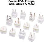 Universal Travel Plug Adapter Kit with Case – International Plug Adapter Set for Worldwide Travel – Multi Country Power Plug Kit for Europe, UK, US, Australia, Asia
