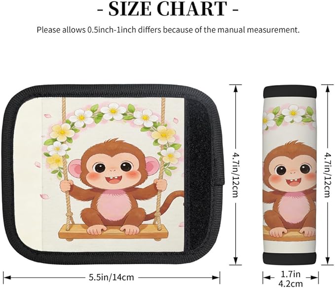 2 Pack Luggage Handle Wrap with Travel Tags - Non-Slip Protective Cover Soft Handle Grips Covers for Suitcase(Monkey Swing Wreath)