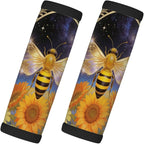 2 Pack Luggage Handle Wrap with Travel Tags - Non-Slip Protective Cover Soft Handle Grips Covers for Suitcase(Galaxy Flower Bee)