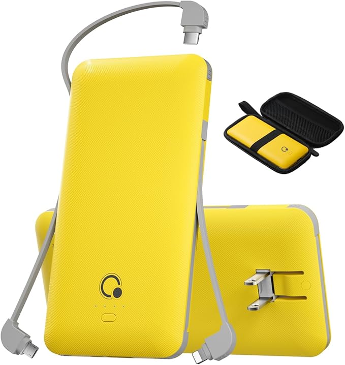 Q Portable Charger with Built-in Cables and AC Wall Plug, USB C External Battery Pack, 10000mAh Travel Essentials Power Bank Compatible with iPhone 16/15/14/13, Samsung Galaxy, Pixel,Tablet and More