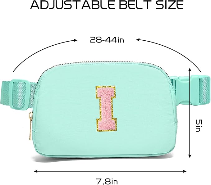 Gitus Belt Bag Fanny Pack Crossbody Bags with Initial Letter Patch Cute Stuff Birthday Gifts for Teenager Girls Trendy Preppy Stuff for Teen Girls Cool Stuff for Teens (Mint Green-I)