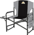 Colegence Oversized Directors Camping Chair Support 600 LBS, Heavy Duty Folding Outdoor Chairs with Detachable Side Pocket and Adjustable Side Table for Outside Beach,Lawn,Fishing (Black)