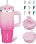BJPKPK 30oz Stainless Steel Insulated Tumbler With Handle And Lid Straw Travel Coffee Mug Thermal Cup,Cherry Blossom