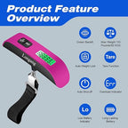 Digital Hanging Luggage Scale with Backlit for Travel, Portable Handheld Suitcase Weight Scale with Hook, 110 Pounds, Battery Included