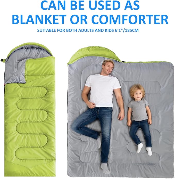 oaskys Camping Sleeping Bag - 3 Season Warm & Cool Weather - Summer Spring Fall Lightweight Waterproof for Adults Kids - Camping Gear Equipment, Traveling, and Outdoors