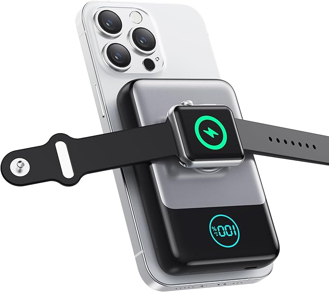 Magnetic Portable Charger for iPhone, 10800mAh 15W Wireless Power Bank with iWatch Charger,30W PD Fast Charging USB-C Travel Essentials Battery Pack for Magsafe,iPhone 17/16/15/14/13, Apple Watch