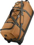 Rolling Duffle Bag with Wheels,110L/140L Expandable Soft-Sided Foldable Duffle Bag with 2 Rubber Wheels,Packable 32” Rolling Carry-On with Multi-Pockets & Compartments (brown)