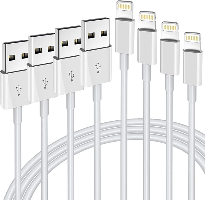 iPhone Charger Cable,Lightning to USB-A MFi Certified Cord 4PACK [3/3/6/6FT] Fast Charging Cord Compatible iPhone iPhone 12/12 PRO/Max/11/11PRO/XS/Max/XR/X/8/8Plus/7/6S/6/plus/iPad Air-White