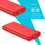 Portable Charger Power Bank 26800mah,Ultra-High Capacity Safer External Cell Phone Battery Pack,2 USB Output High Speed Charging Power bank Compatible with iPhone 17 16 15 14 13 Samsung Android LG-Red