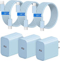 iPhone 17 16 15 Charger Fast Charging 3+3Pack 20W USB C Wall Charger with 10FT Fast Charging Cable Compatible with iPhone 17/17 Air/17 Pro/17 Pro Max/iPhone 16/15 Series, iPad Pro/AirPods -Blue