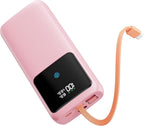 Laptop Power Bank, 24000mAh 65W Fast Charging Portable Charger with Built-in Cable, USB C Battery Pack with LED Display, Travel Essential External Battery Bank for Macbook/Notebook/Tablet/Phone Pink