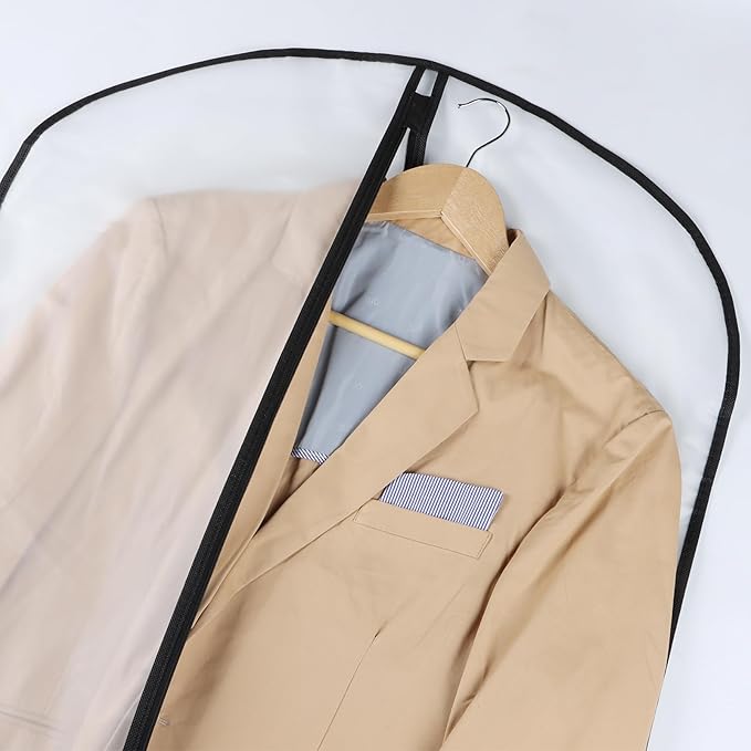 Garment Bags Clear Suit Bag for Closet Storage Hanging Clothes Dress Cover Bags (40" 12pcs-Black Edges)