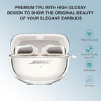 Aircawin for Bose Ultra Open Earbuds Case Clear 2024,Full Protective Shockproof Soft Transparent TPU Cover for Bose Open Ear Wireless Earbud Headphone Accessories with Carabiner and Cleaning Pen-Clear