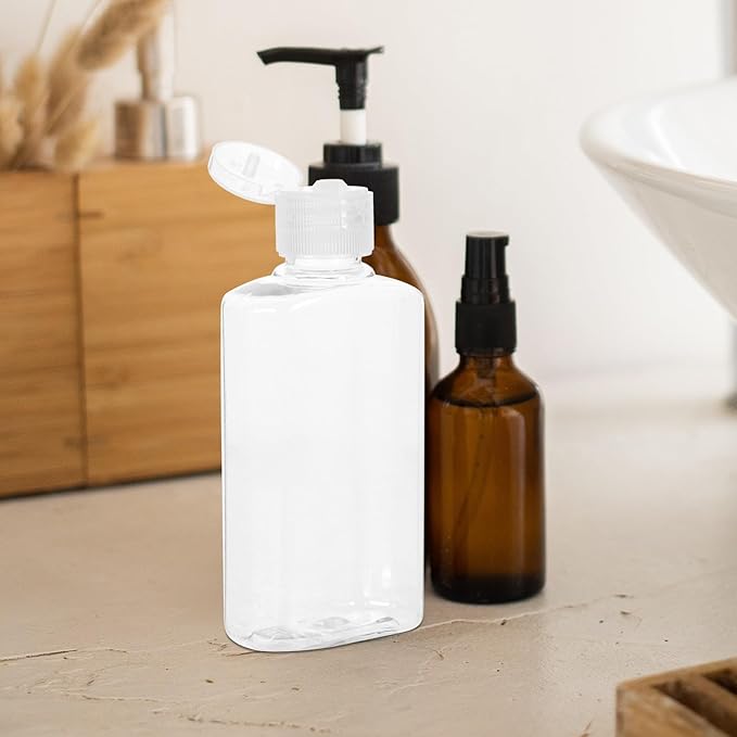 Cabilock 5pcs Portable 100ml Plastic Travel Lotion Bottles with Flip Cap, Refillable Empty Squeeze Containers for Toiletries and Shampoo Packing