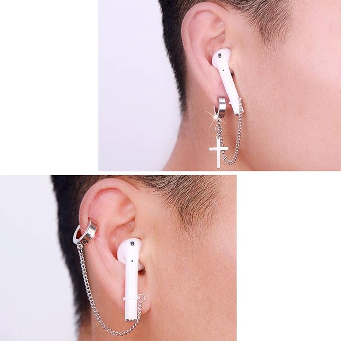 ZOSTLAND Compatible with 1 Pair Creative Earphone Anti Lost Earring Clip Earclip Strap Wireless Earhook Earbud Ear Bud Holder Connector for Airpods 1/2/Pro/3 Beats Fit Pro Sony (Brief Style)