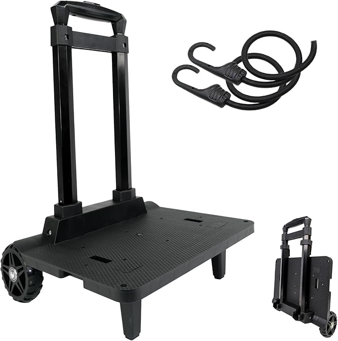 Folding Backpack Luggage Cart with Elastic Straps, Lightweight Aluminum Frame for Travel, Work & Daily Use