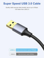 USB to USB Cable 10 FT 2-Pack, USB 3.0 A to A Cable 10 Foot Male to Male Cord Double Sided Compatible with Hard Drive, Laptop Cooler, DVD Player and More