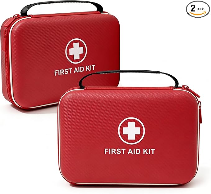 First Aid Kit - Smart Compartments Medical Kit, 2 Pack Large Capacity for Various Emergency Supplies, EVA Emergency Kit for Home, Car, Travel, Camping, Hiking, Office and Outdoor Emergencies