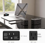 Unidapt Multi Plug Outlet Extender - 3 Way Wall Outlet Splitter, Cruise Ship Approved Power Adapter, Compact Travel Plug Expander for Home, Office, Dorm Room, or Cruise Cabin - Black 2-Pack