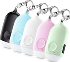 Personal Alarm Siren 5-Pack - 130dB Self Defense Alarm Keychain, Rechargeable with Emergency LED Flashlight - White, Touch Control