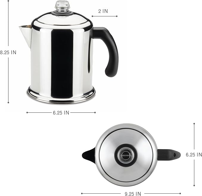 Farberware Classic Yosemite Stainless Steel Coffee Percolator - 8 Cup, Silver
